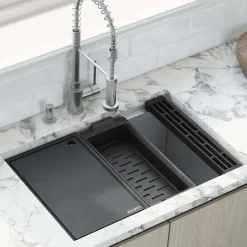 Ruvati 27" Undermount Workstation Offset Drain Kitchen Sink