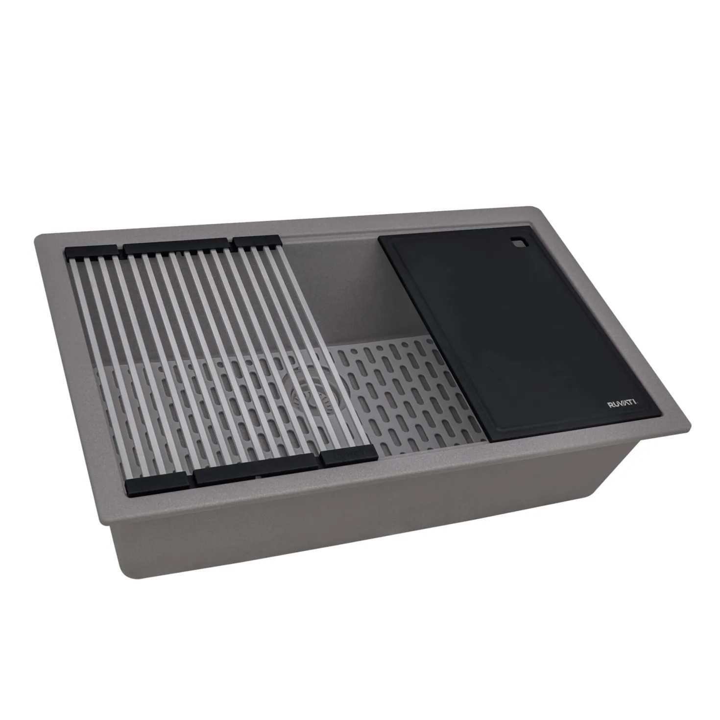 Ruvati 32" Undermount Workstation Granite Composite Kitchen Sink Urban Gray