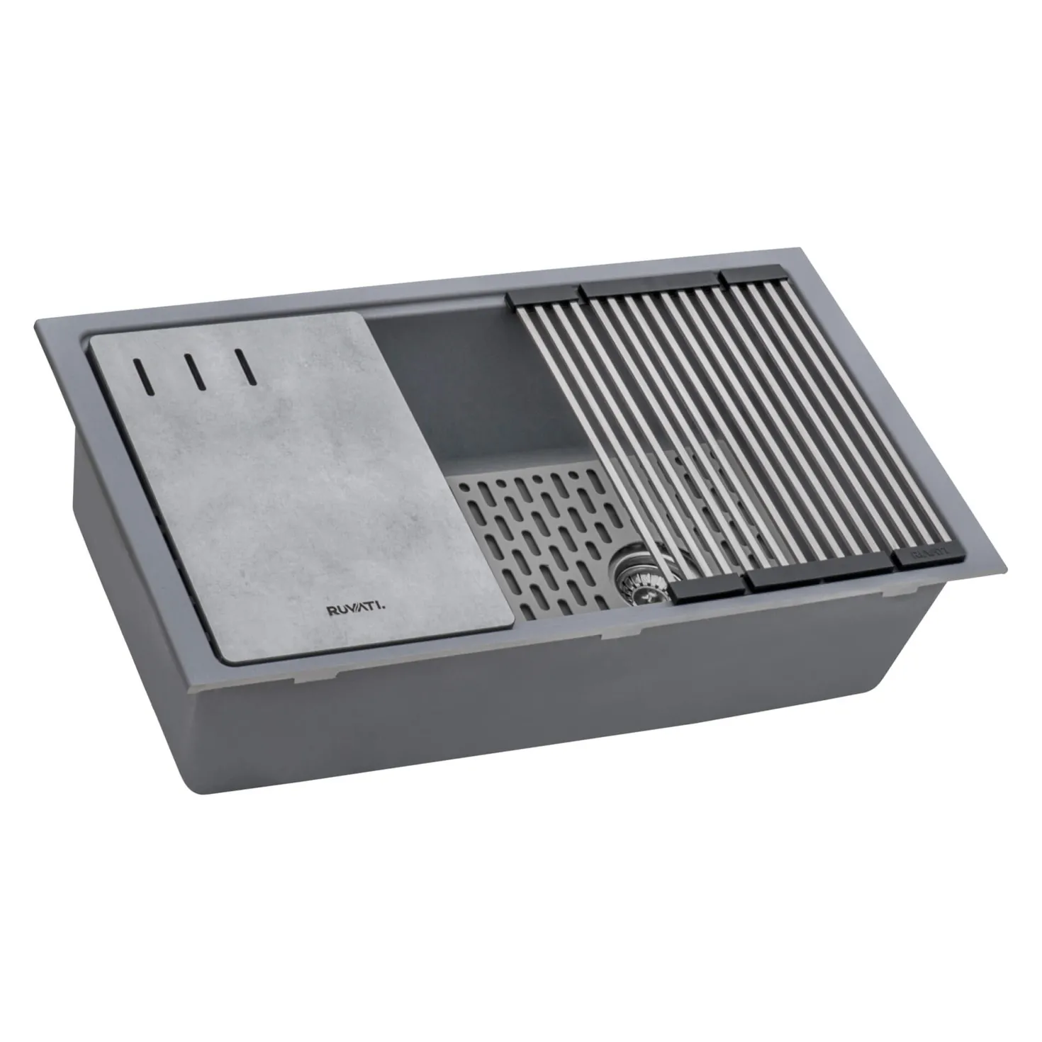 Ruvati 33" Undermount Workstation Granite Composite Kitchen Sink Urban Gray