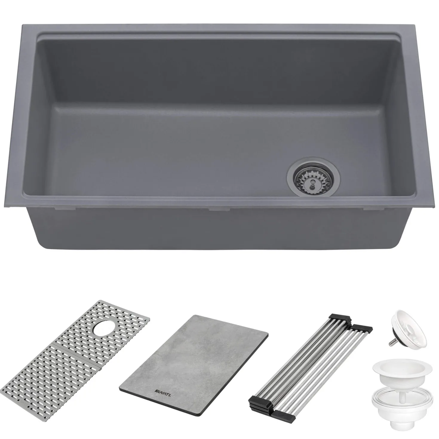 Ruvati 33" Undermount Workstation Granite Composite Kitchen Sink Urban Gray