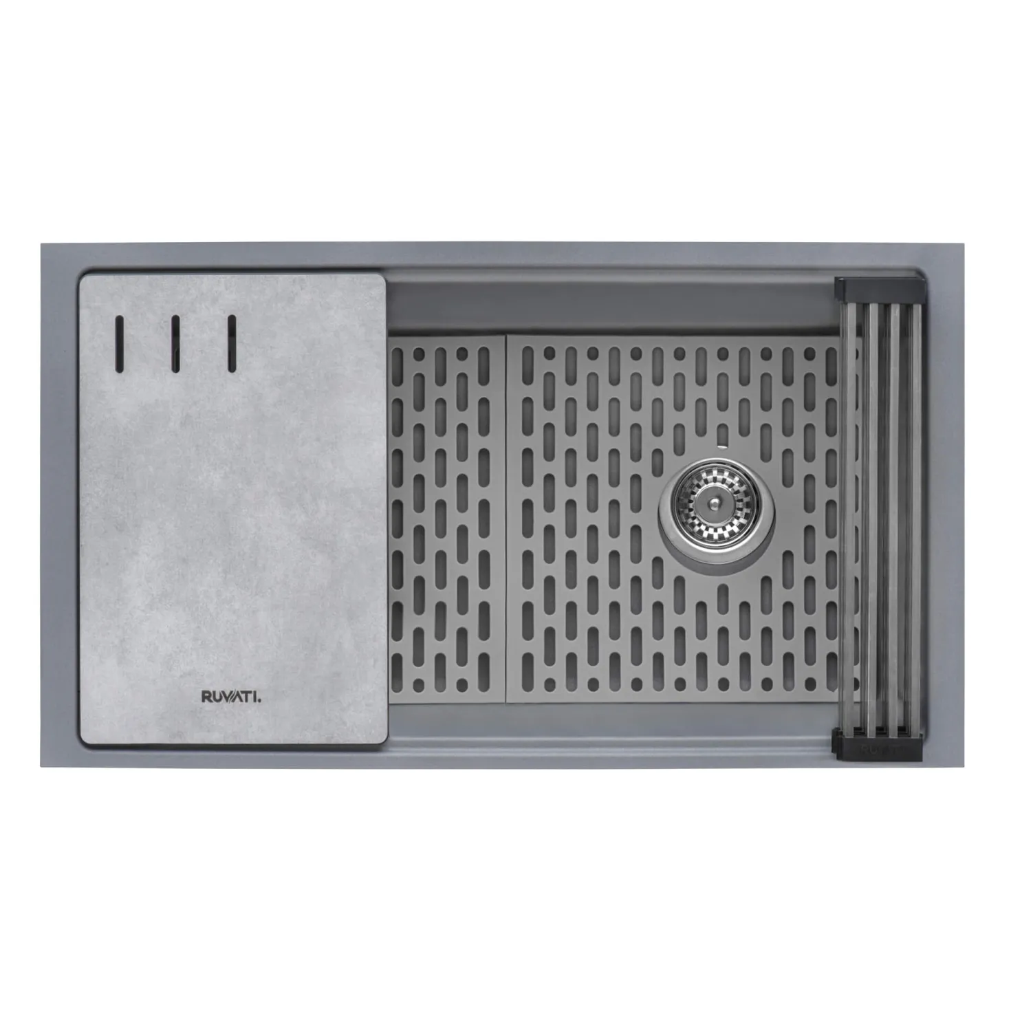 Ruvati 33" Undermount Workstation Granite Composite Kitchen Sink Urban Gray