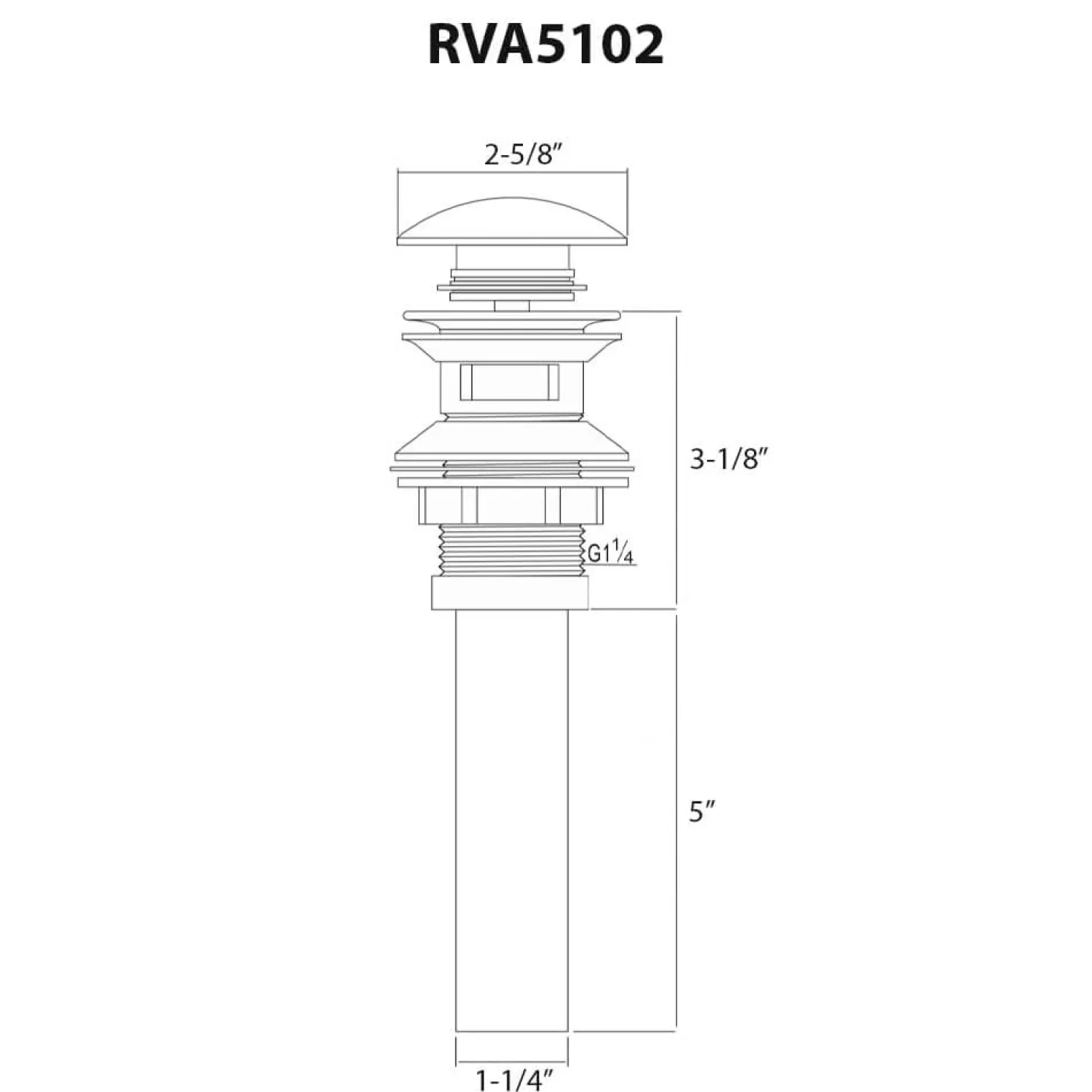 Ruvati White Ceramic Top Push Pop-up Drain for Bathroom Sinks without Overflow
