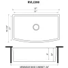 Ruvati 33" White Fireclay Bow-Front Farmhouse Kitchen Sink