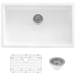 Ruvati 27" White Fireclay Kitchen Sink | Made in Italy