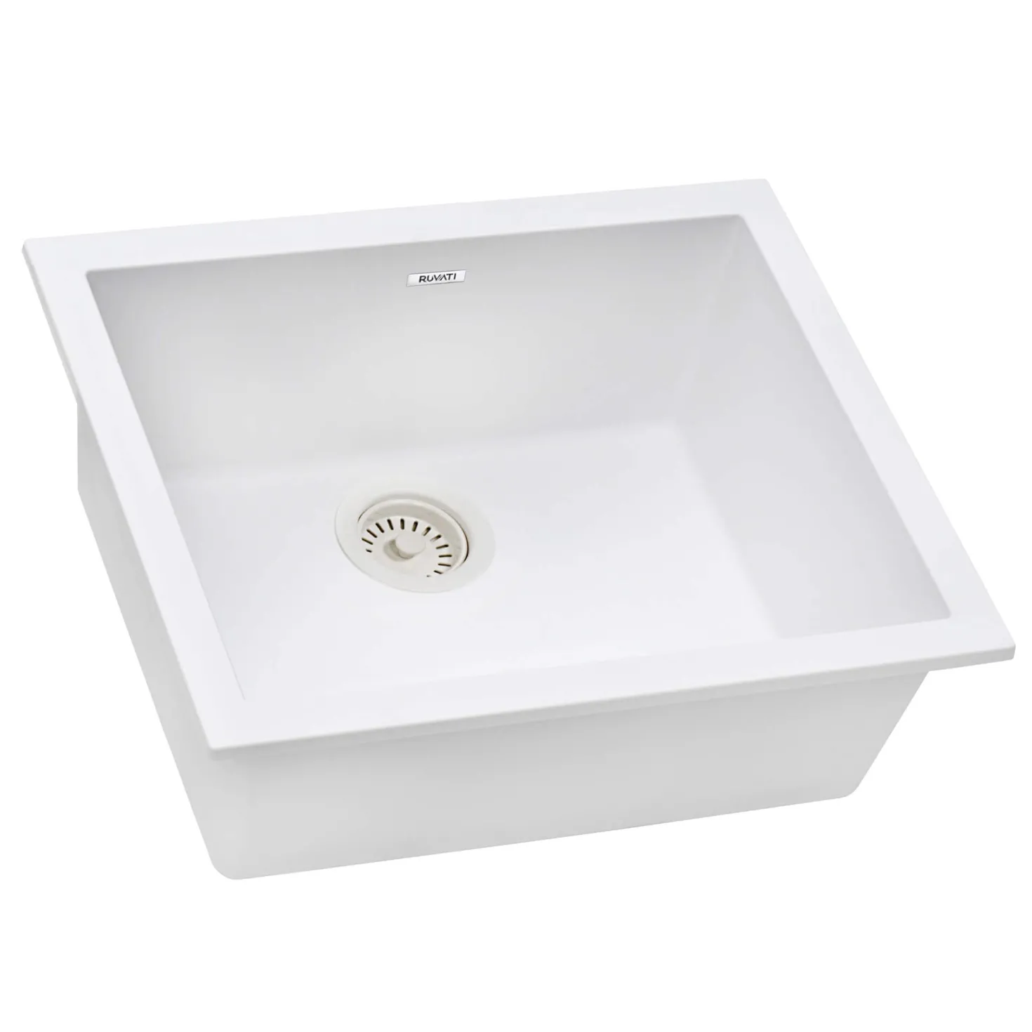 Ruvati 23" White Granite Composite Undermount Single Bowl Kitchen Sink