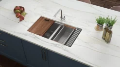 Ruvati Workstation Ledge 50/50 Double Bowl Undermount 16 Gauge Stainless Steel Kitchen Sink