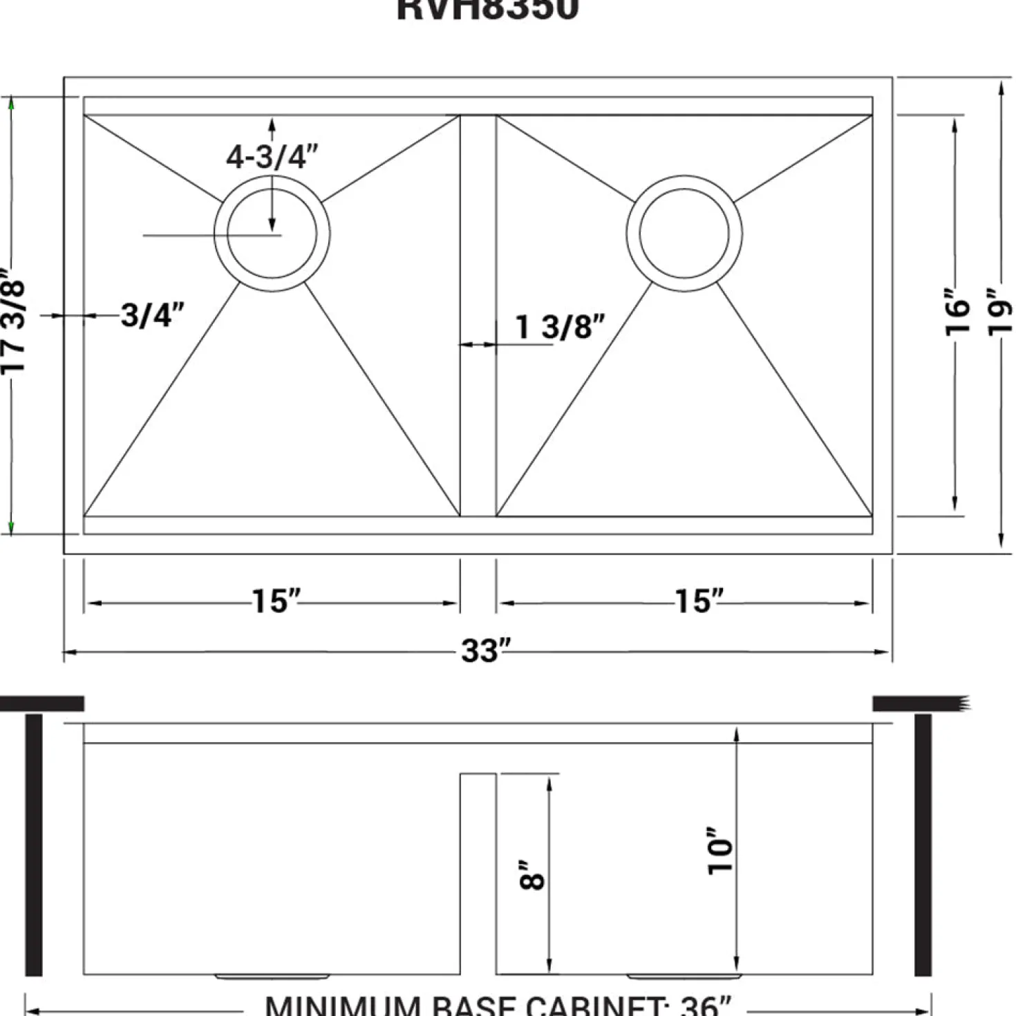 Ruvati Workstation Ledge 50/50 Double Bowl Undermount 16 Gauge Stainless Steel Kitchen Sink