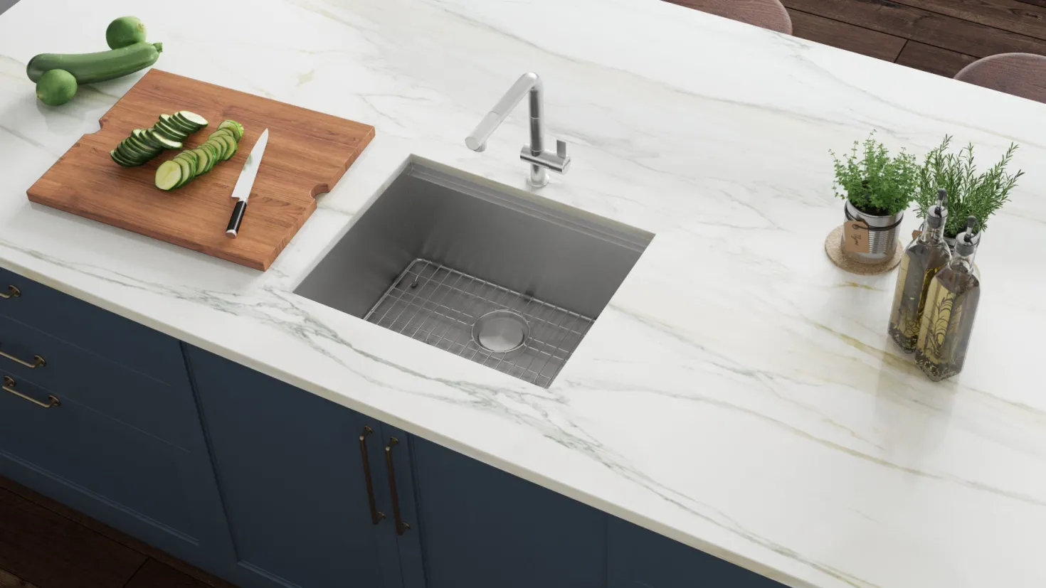Ruvati 23" Workstation Ledge Undermount 16 Gauge Stainless Steel Single Bowl Bar Prep Kitchen Sink
