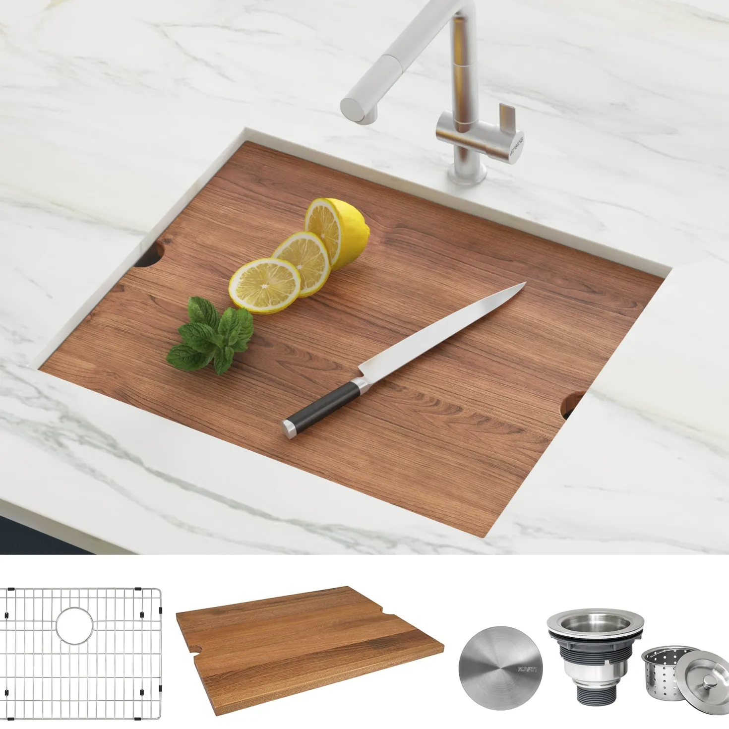 Ruvati 23" Workstation Ledge Undermount 16 Gauge Stainless Steel Single Bowl Bar Prep Kitchen Sink