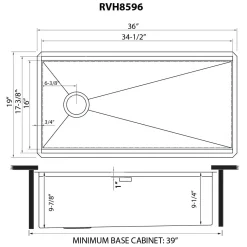 Ruvati 36" Workstation Offset Drain Undermount 16 Gauge Kitchen Sink