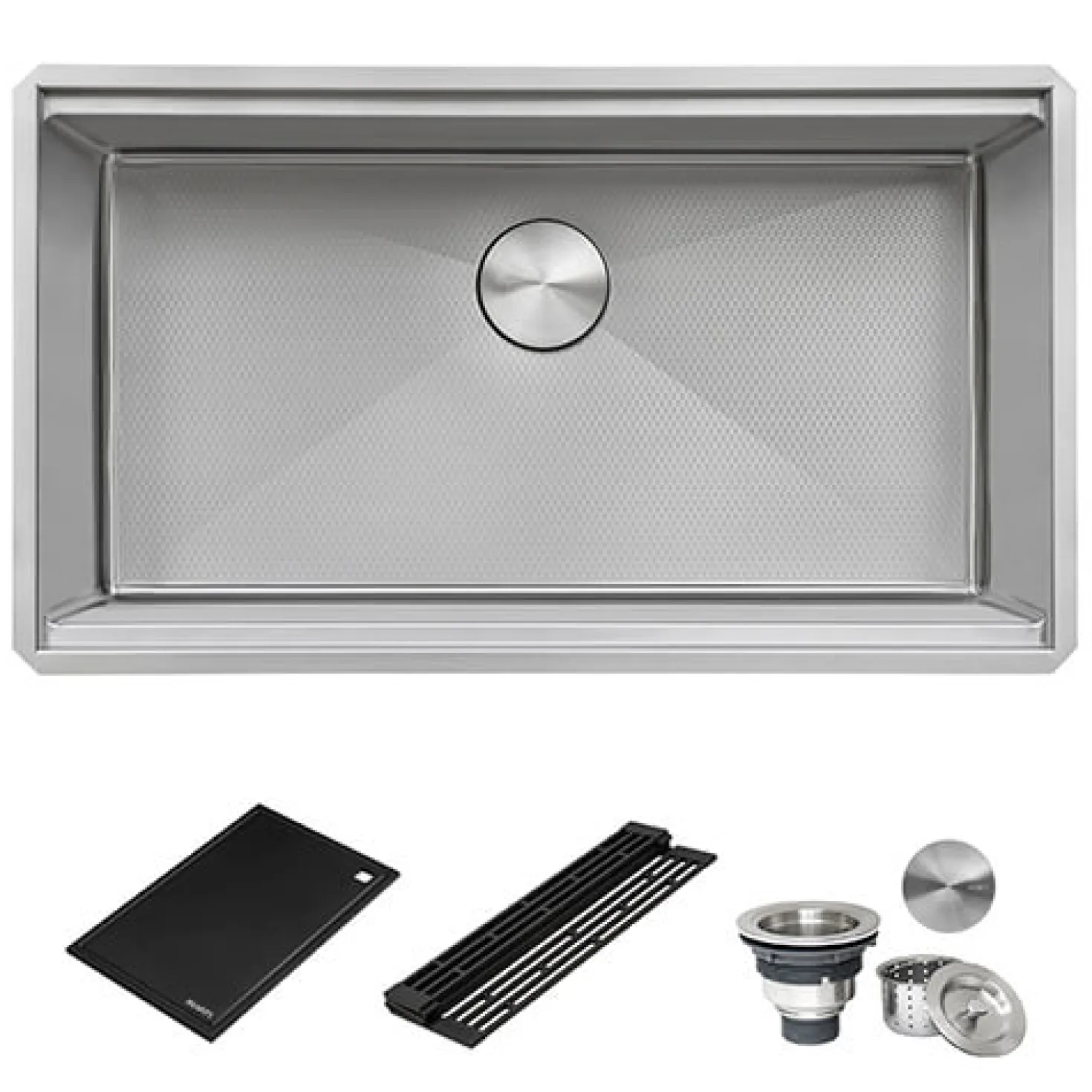 Ruvati 33" Workstation Scratch Resistant Hex Bottom Stainless Steel Kitchen Sink