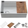 Ruvati 27" Workstation Slope Bottom Offset Drain Undermount 16 Gauge Kitchen Sink