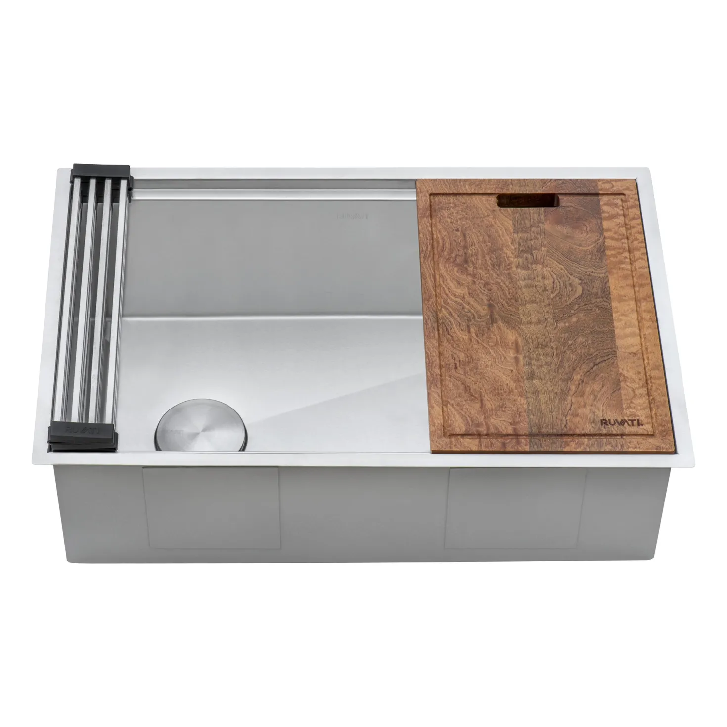 Ruvati 33" Workstation Slope Bottom Offset Drain Undermount 16 Gauge Kitchen Sink