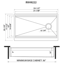Ruvati 33" Workstation Two Tiered Kitchen Sink Apron Front 16 Gauge Stainless Steel