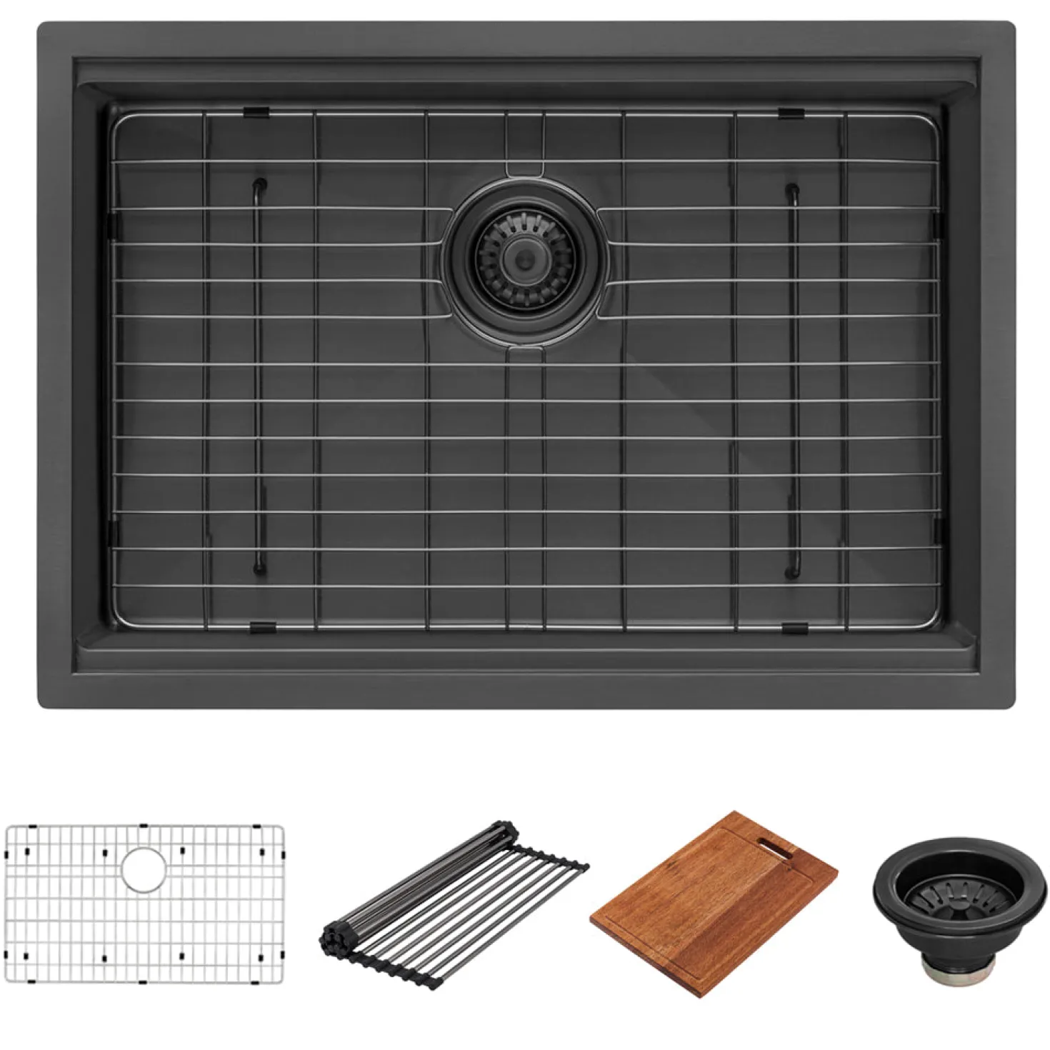 Ruvati 30" Workstation Undermount Gunmetal 16 Gauge Stainless Steel Kitchen Sink