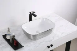 Ruvati 20" x 16" Bathroom Vessel Sink | White with Silver