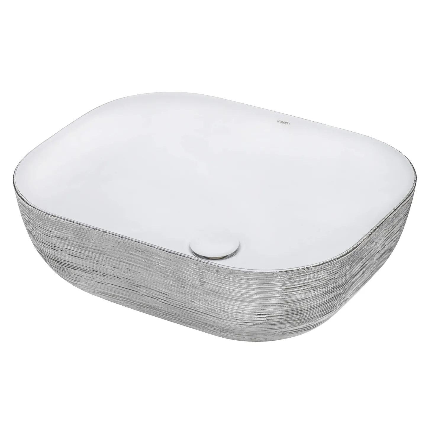 Ruvati 20" x 16" Bathroom Vessel Sink | White with Silver