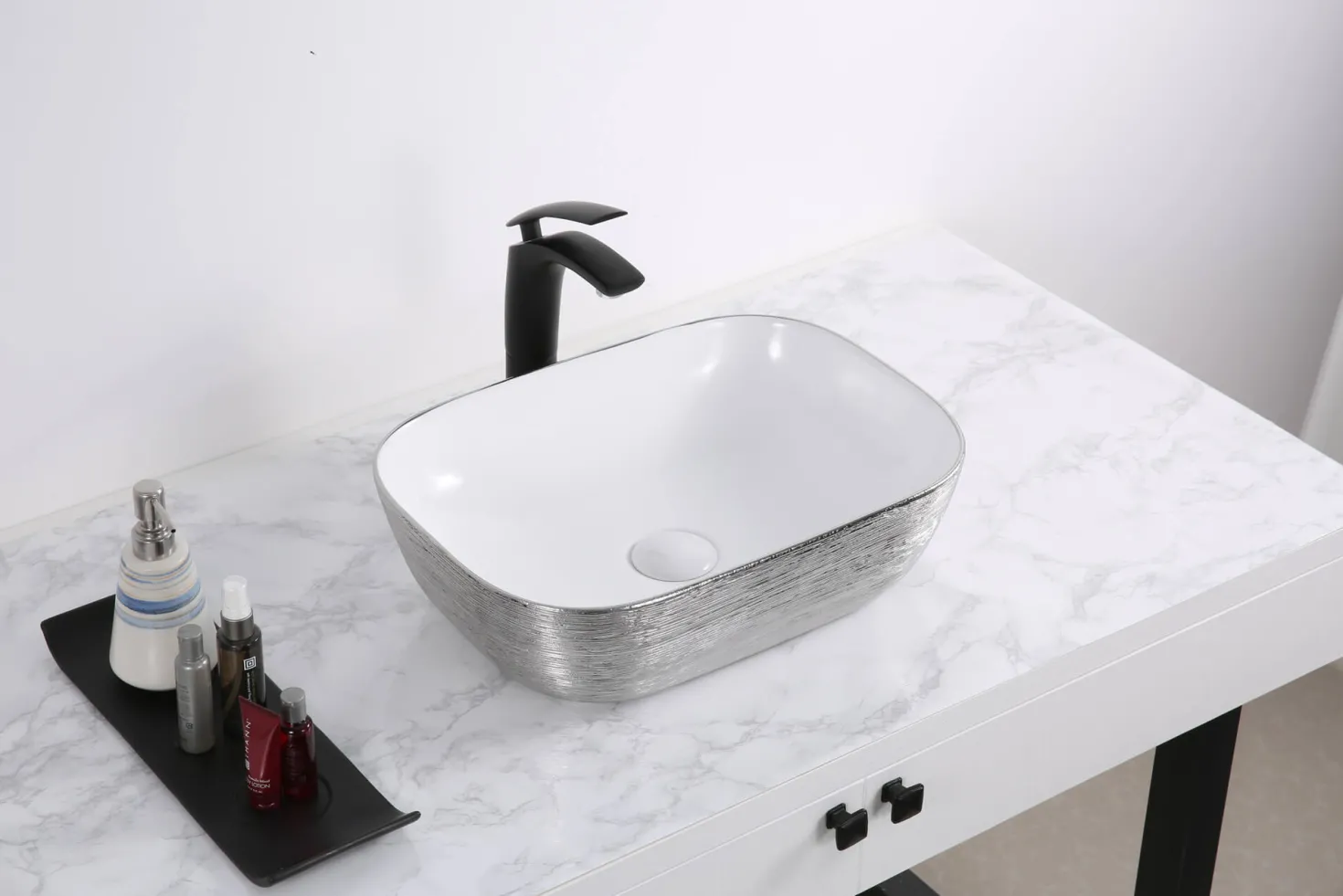 Ruvati 20" x 16" Bathroom Vessel Sink | White with Silver