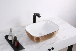Ruvati 20" x 16" Bathroom Vessel Sink | White with Rose Gold