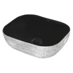 Ruvati 20" x 16" Bathroom Vessel Sink | Black with Silver Exterior