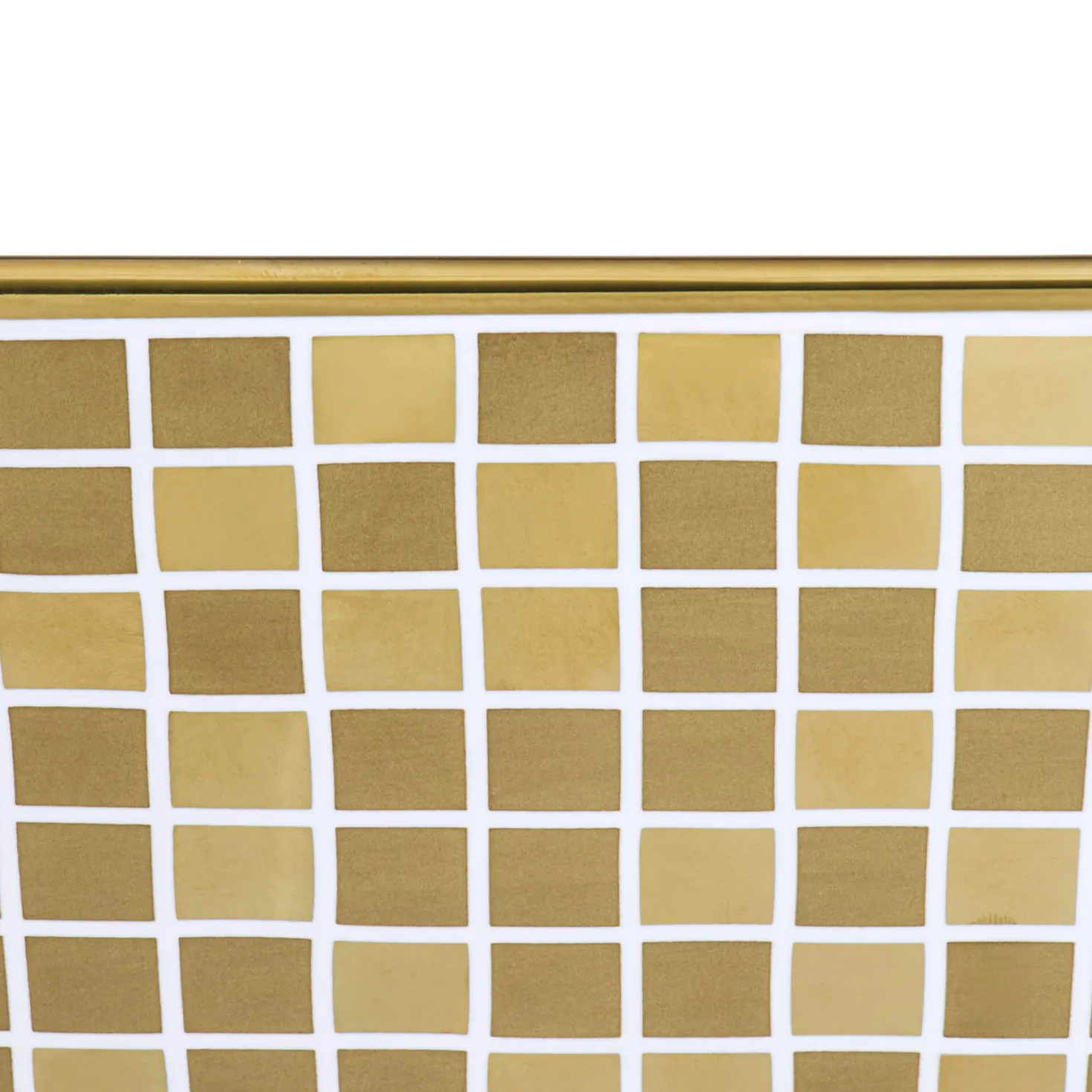 Ruvati 15" x 15" Bathroom Vessel Sink with Gold Pattern Exterior in White