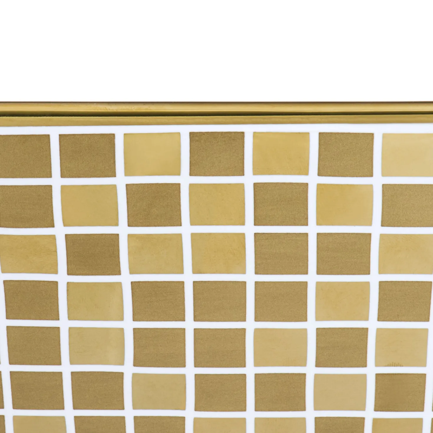 Ruvati 15" x 15" Bathroom Vessel Sink with Gold Pattern Exterior in White
