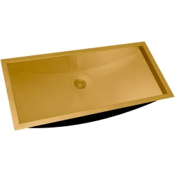 Ruvati 34 x 14" Brushed Golden Brass Undermount Rectangular Bathroom Sink