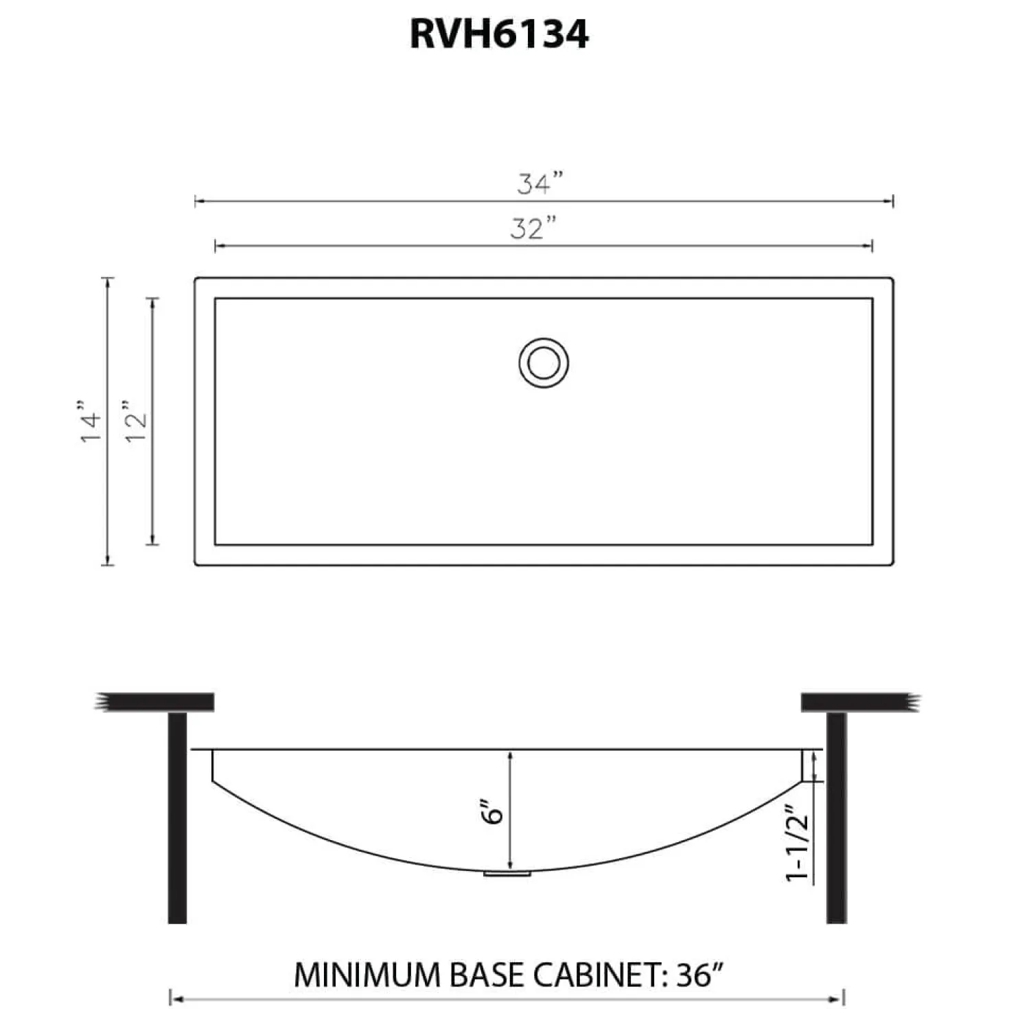 Ruvati 34 x 14" Brushed Golden Brass Undermount Rectangular Bathroom Sink