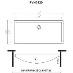 Ruvati 30 x 14" Brushed Gold Stainless Steel Undermount Rectangular Bathroom Sink