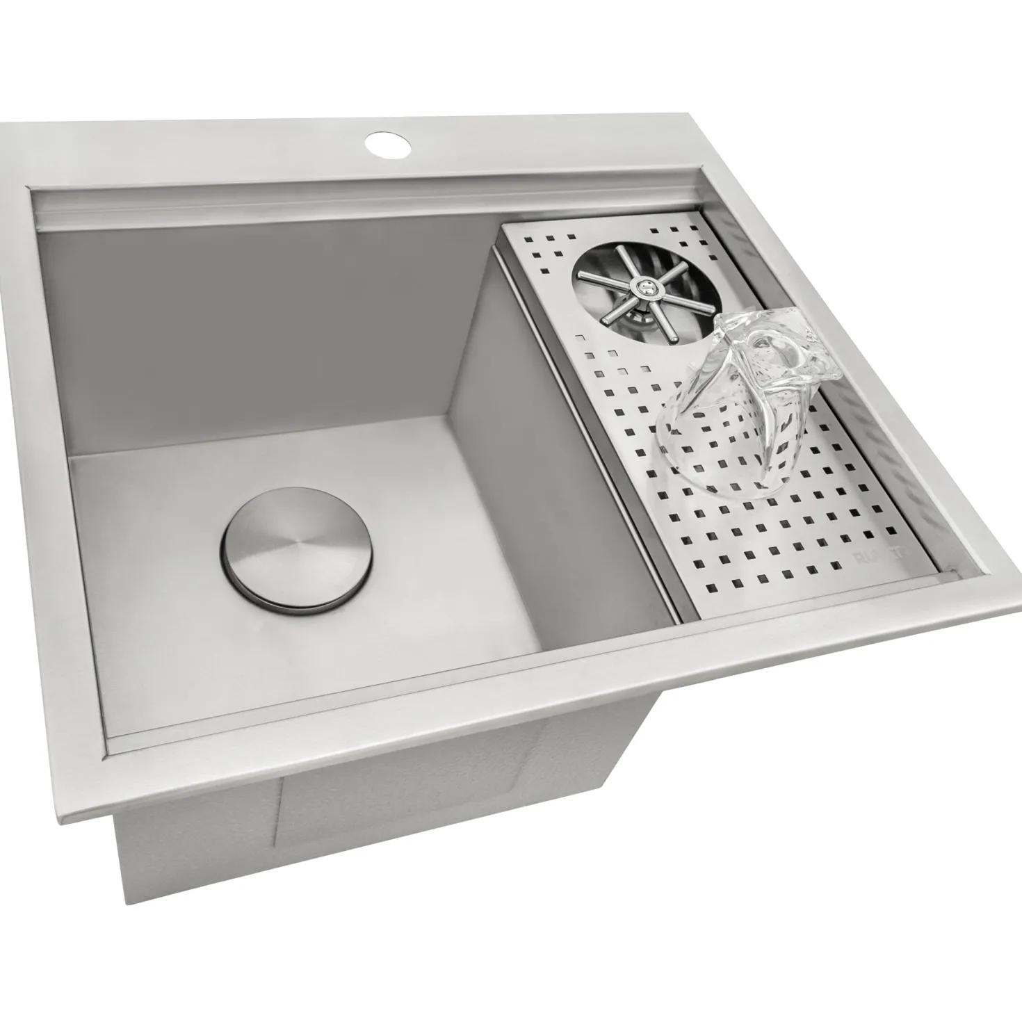 Ruvati 22" x 20" Drop-In Workstation Bar Sink and Glass Rinser