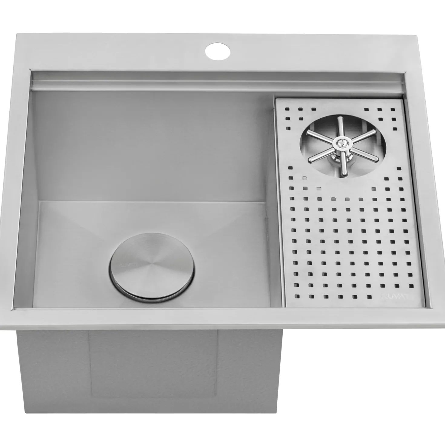 Ruvati 22" x 20" Drop-In Workstation Bar Sink and Glass Rinser