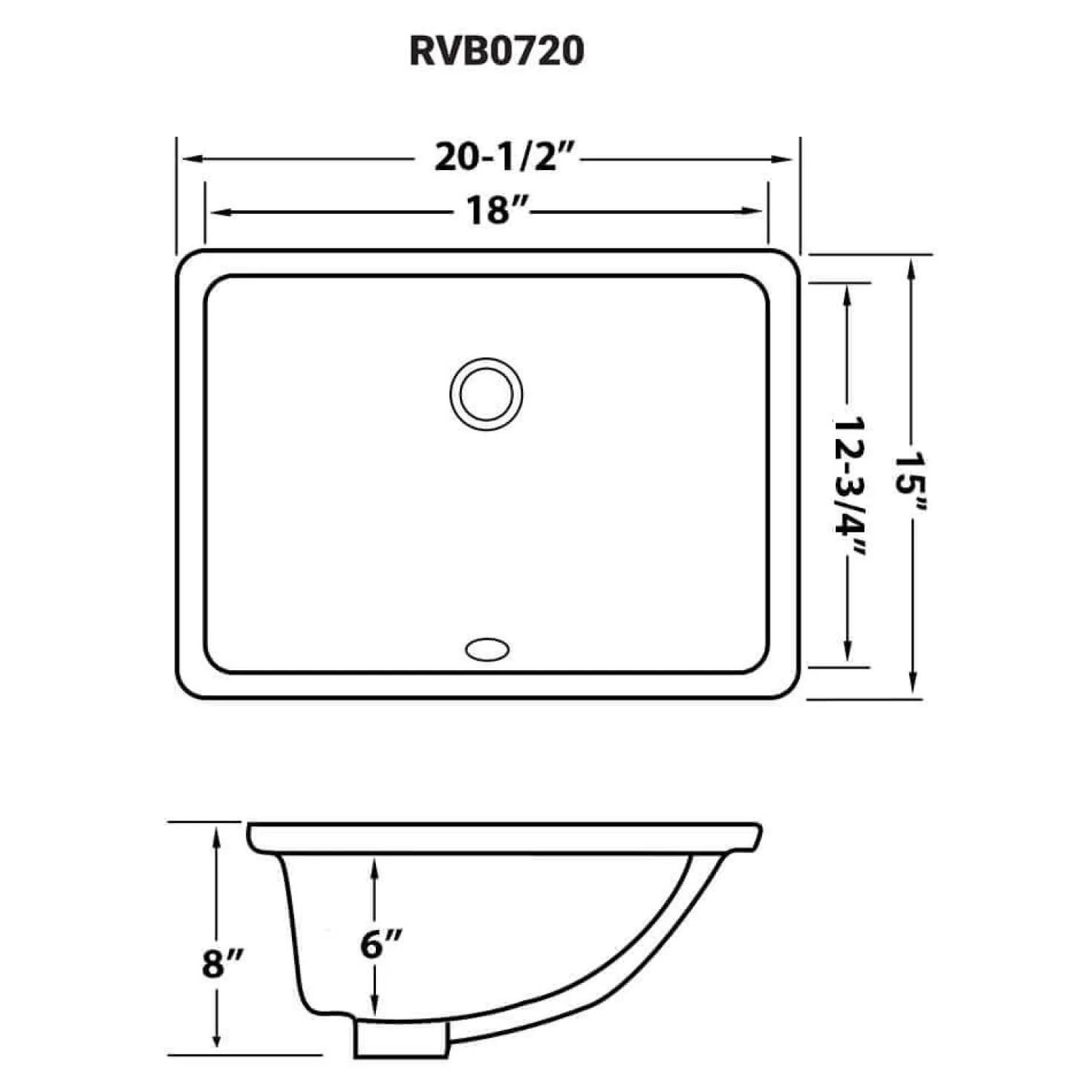 Ruvati 21" x 15" Emerald Green Rectangular Porcelain Ceramic Undermount Bathroom Sink