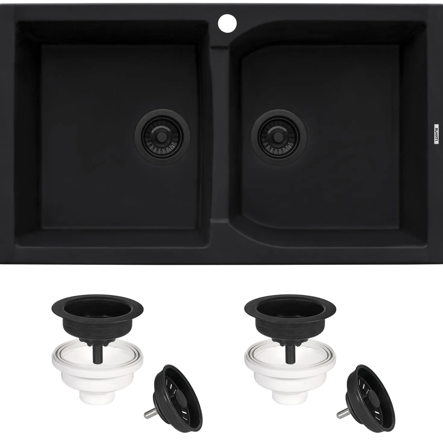 Ruvati 34 x 20" epiGranite Dual-Mount Granite Composite Double Bowl Kitchen Sink