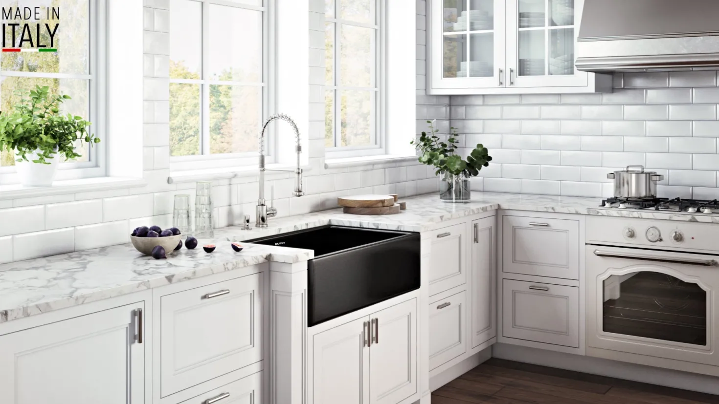 Ruvati 33 x 20" Fireclay Reversible Farmhouse Apron-Front Kitchen Sink Single Bowl