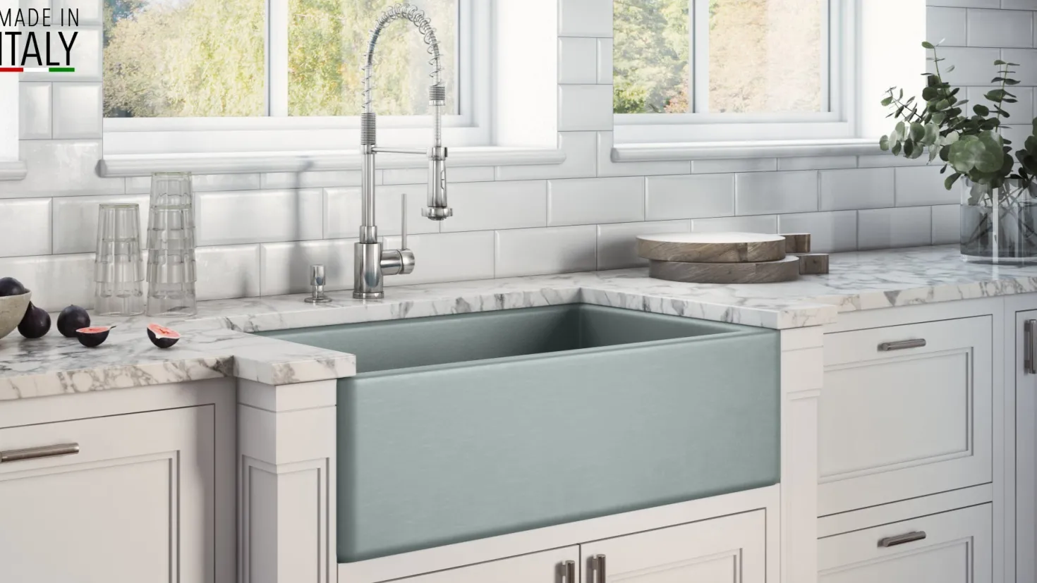 Ruvati 33 x 20" Fireclay Reversible Farmhouse Apron-Front Kitchen Sink Single Bowl