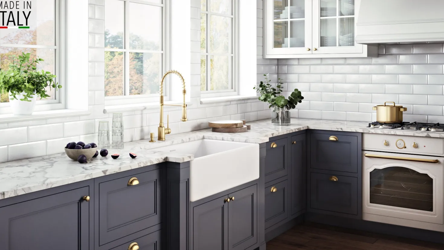 Ruvati 33 x 20" Fireclay Reversible Farmhouse Apron-Front Kitchen Sink Single Bowl
