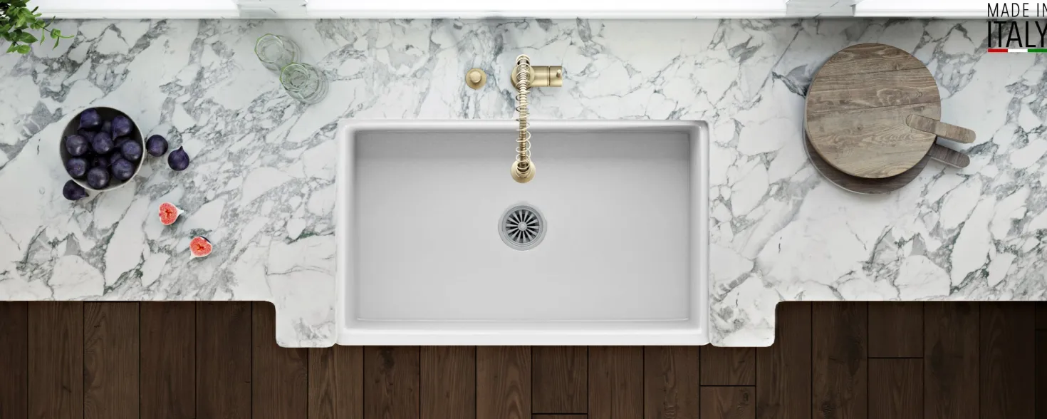 Ruvati 30 x 20" Fireclay Reversible Farmhouse Apron-Front Kitchen Sink Single Bowl