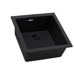 Ruvati 17" x 17" Granite Composite Undermount Single Bowl Prep Sink | Midnight Black
