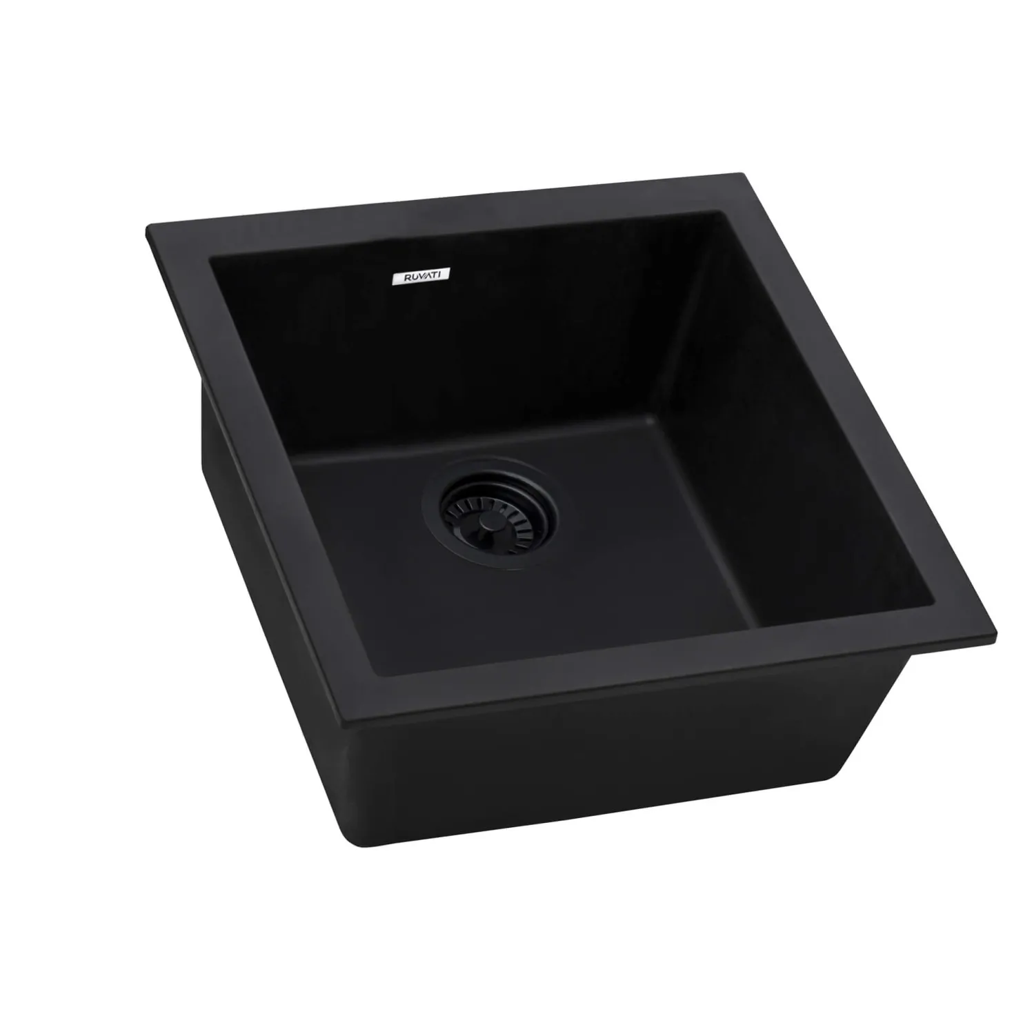 Ruvati 17" x 17" Granite Composite Undermount Single Bowl Prep Sink | Midnight Black