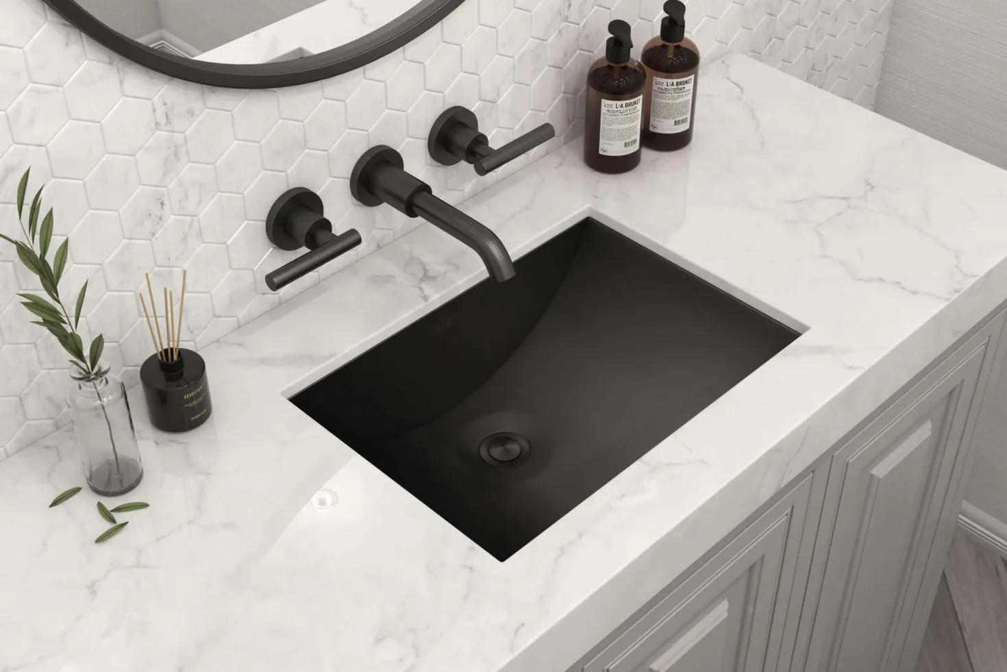 Ruvati 16 x 13" Gunmetal Undermount Bathroom Sink Stainless Steel