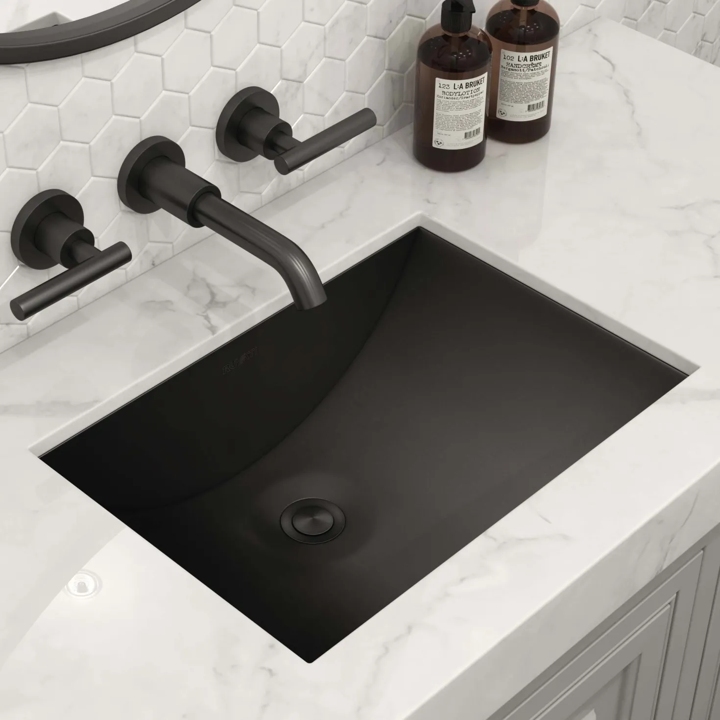 Ruvati 16 x 13" Gunmetal Undermount Bathroom Sink Stainless Steel