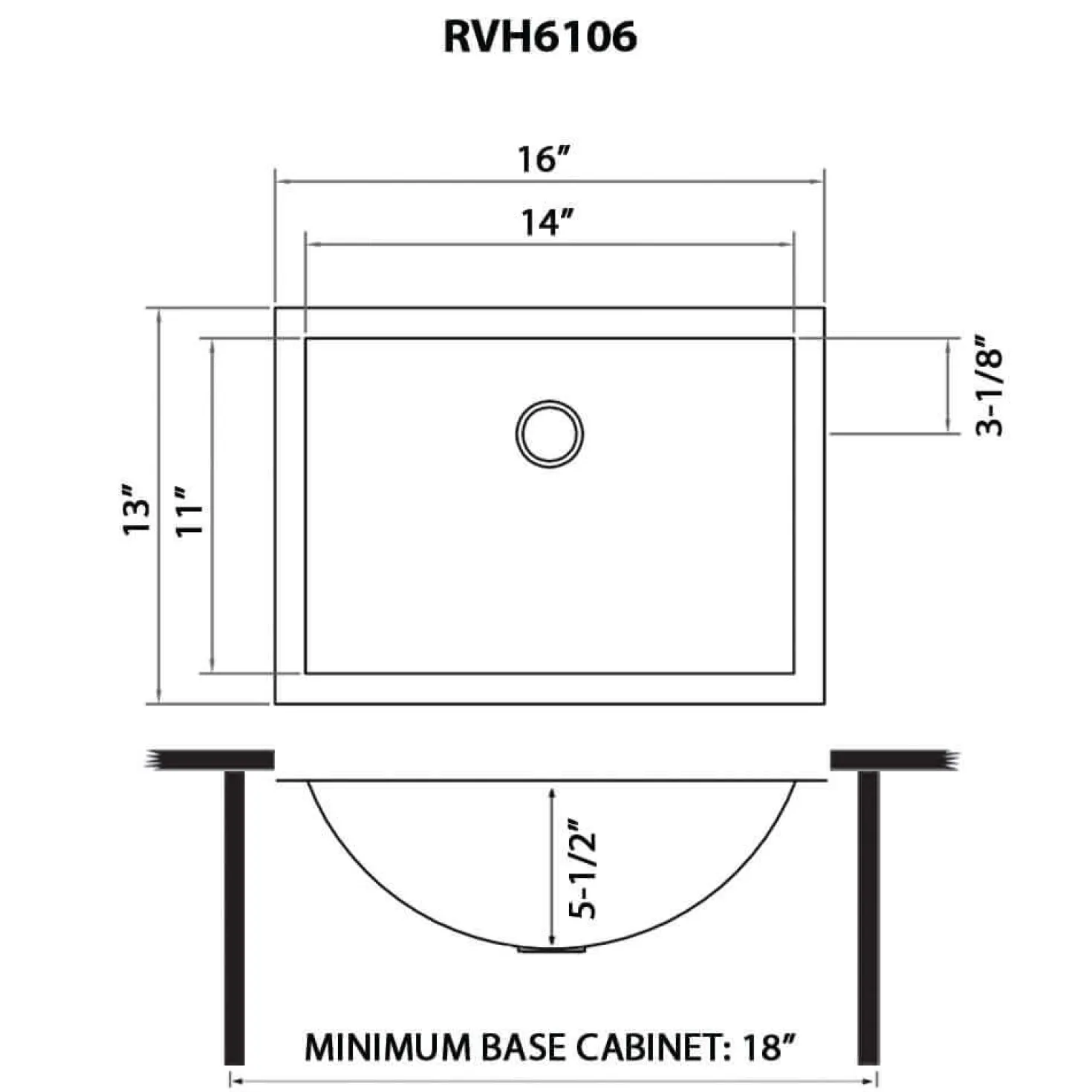 Ruvati 16 x 13" Gunmetal Undermount Bathroom Sink Stainless Steel