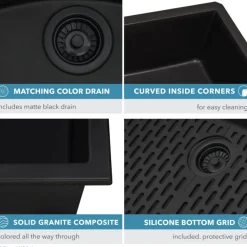 Ruvati 30 x 18 inch Granite Composite Undermount Single Bowl Kitchen Sink RVG2030