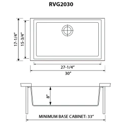 Ruvati 30 x 18 inch Granite Composite Undermount Single Bowl Kitchen Sink RVG2030