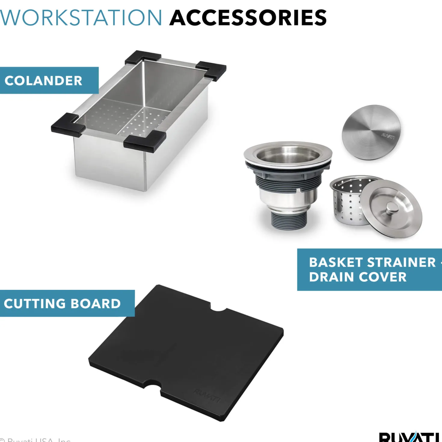 Ruvati 21" x 20" Marine Grade T-316 Stainless Outdoor Topmount Workstation Sink