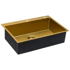 Ruvati 33" x 22" Matte Gold Stainless Steel Topmount Single Bowl Kitchen Sink