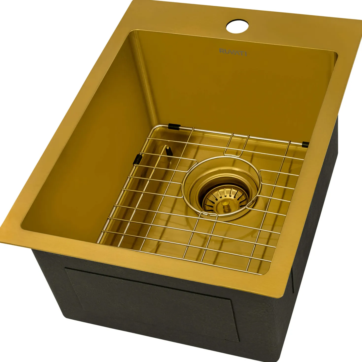Ruvati 15" x 20" Matte Gold Stainless Steel Topmount Bar Prep Sink