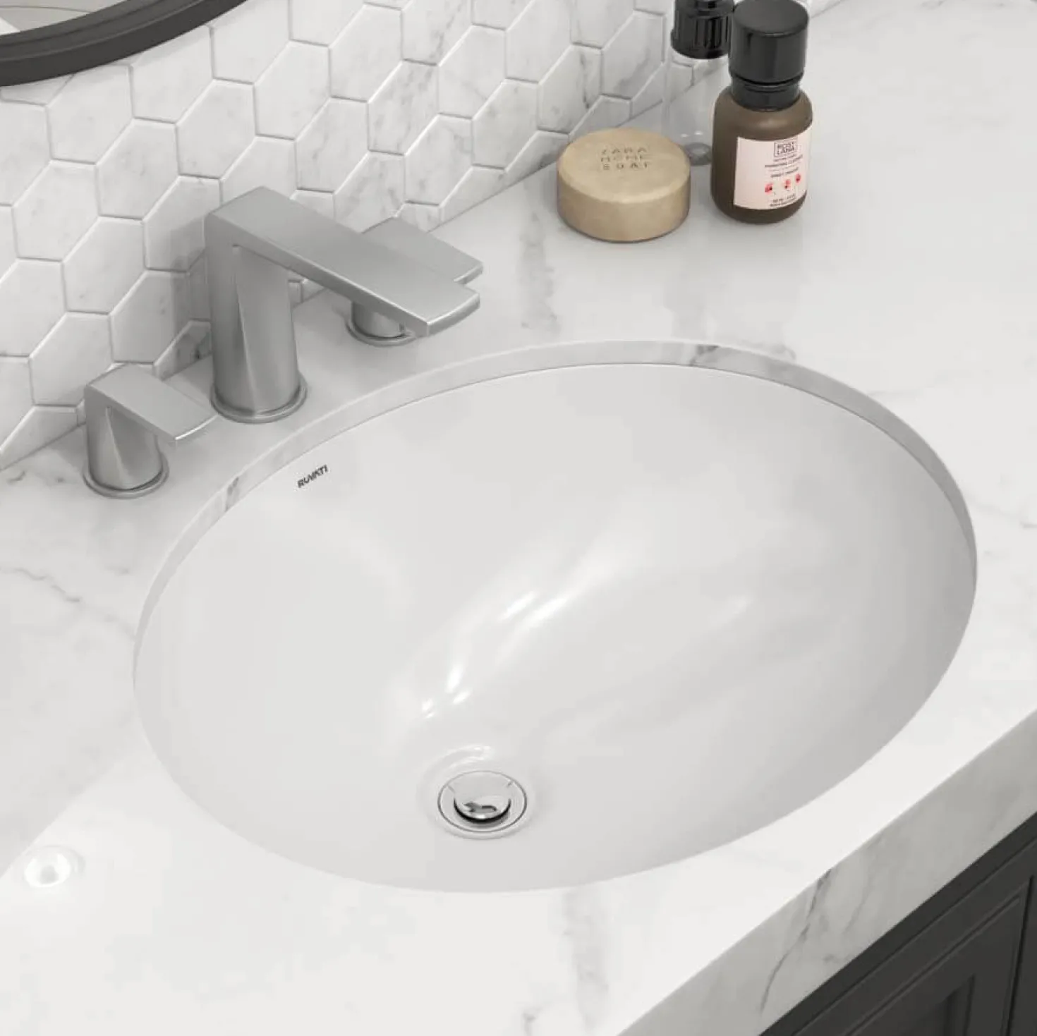 Ruvati 17" x 14" Oval Undermount Bathroom Sink in White