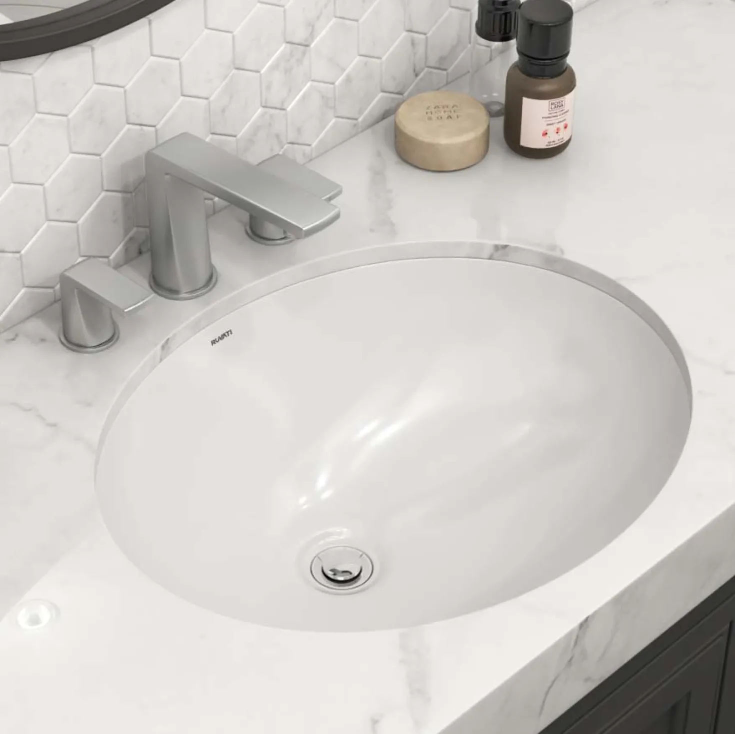 Ruvati 17" x 14" Oval Undermount Bathroom Sink in White