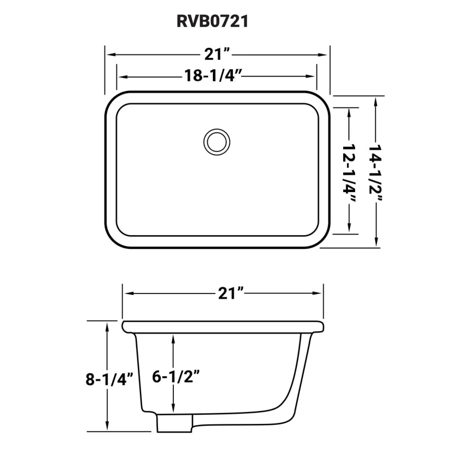 Ruvati 18.5" x 12" Rectangular Undermount Bathroom Sink in White